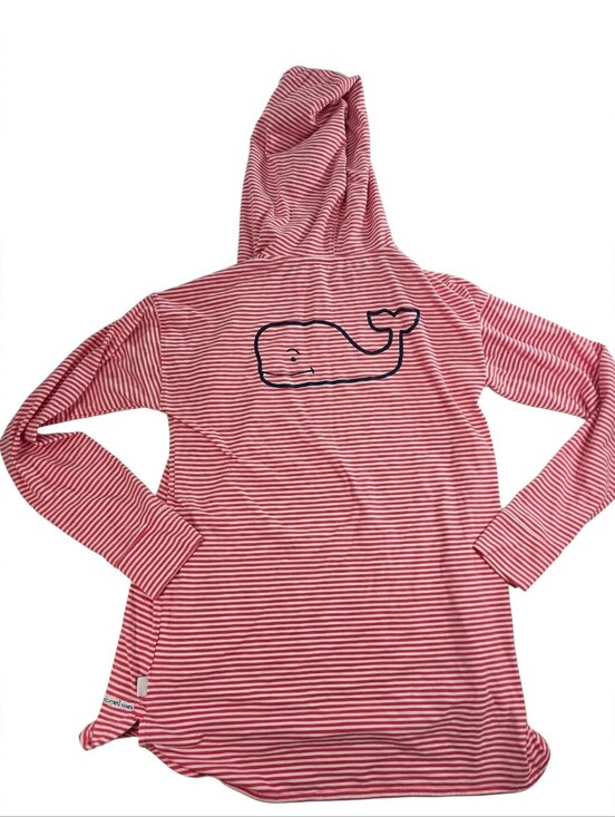 Vineyard Vines Tops - Vineyard Vines Shirt Womens M Edgartown Hoodie Red White Stripe Whale Pocket